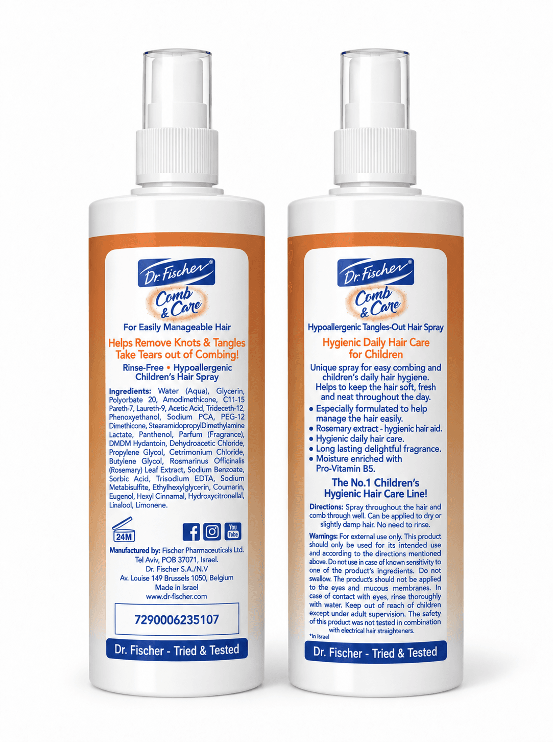 Dr. Fischer Comb & Care Hair Detangler Spray for Children - Twin Pack, 11.5 fl. oz. Each - Image 2