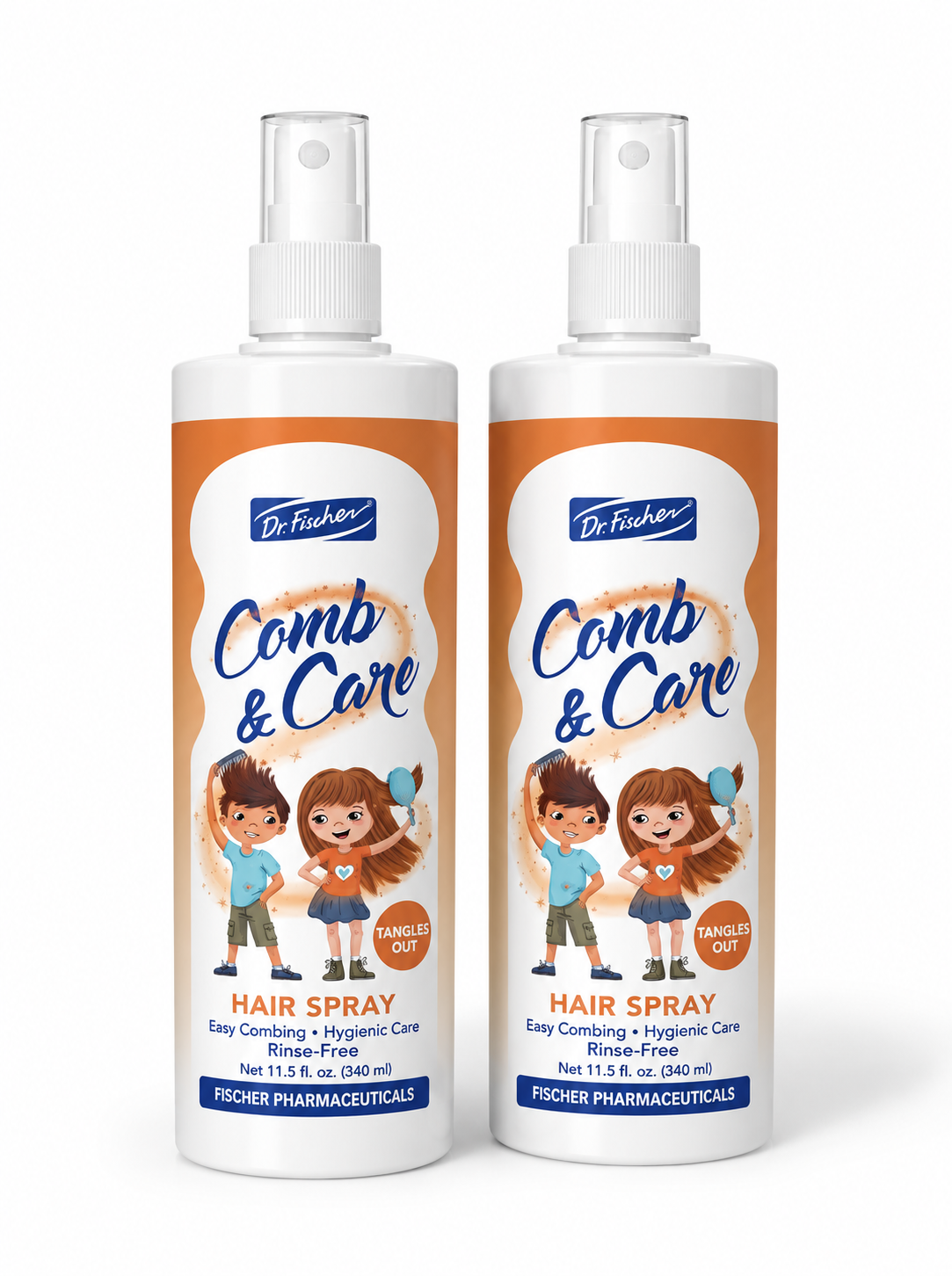 Dr. Fischer Comb & Care Hair Detangler Spray for Children - Twin Pack, 11.5 fl. oz. Each